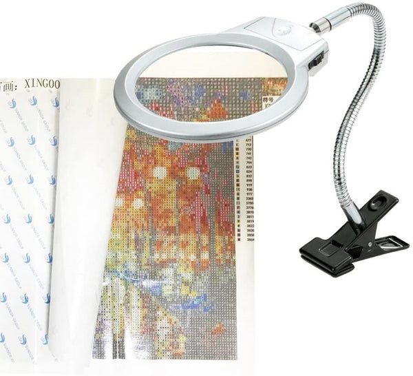 Lirunqiu Magnifying Glasses with Light - Hands Free Magnifier with Clamp